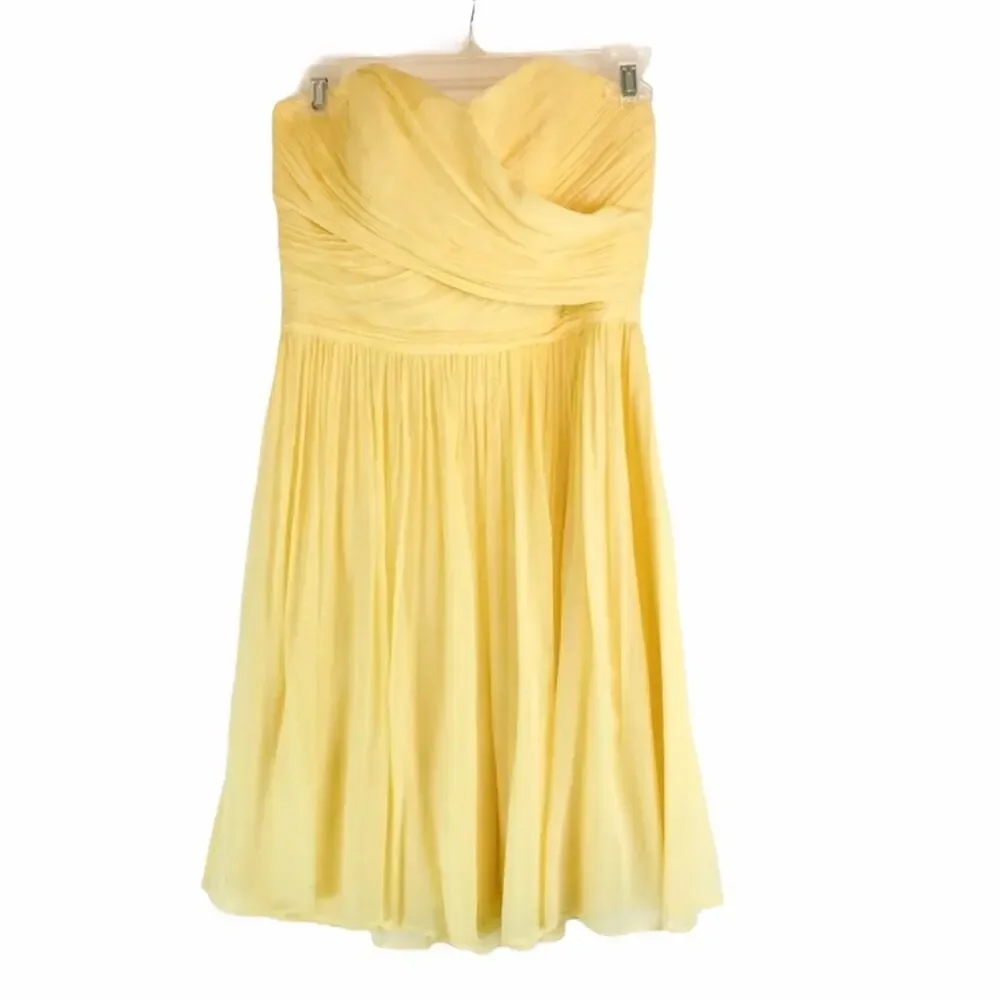 J. Crew Silk Chiffon Mini Dress Yellow Arabelle Strapless Prom Size 2/XS